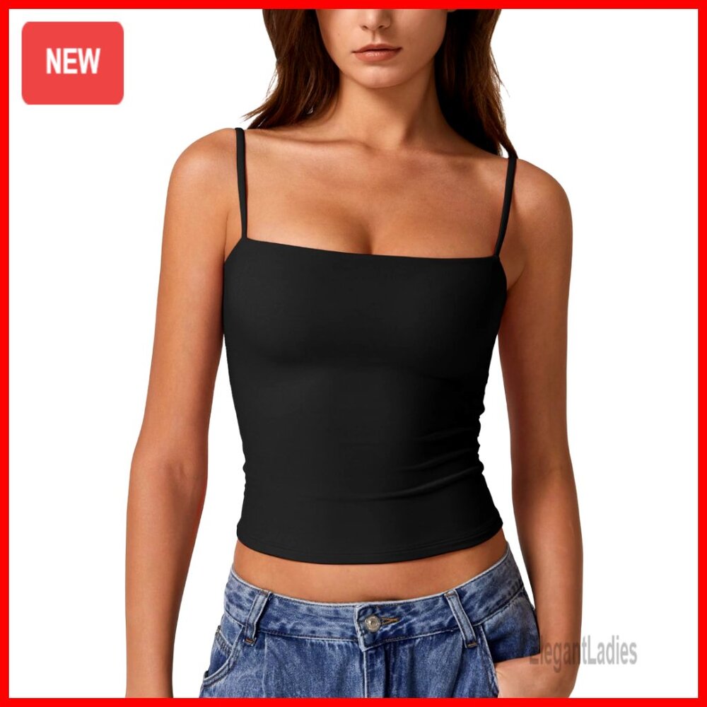 Double Lined Adjustable Spaghetti Strap Tank Top … - image 1